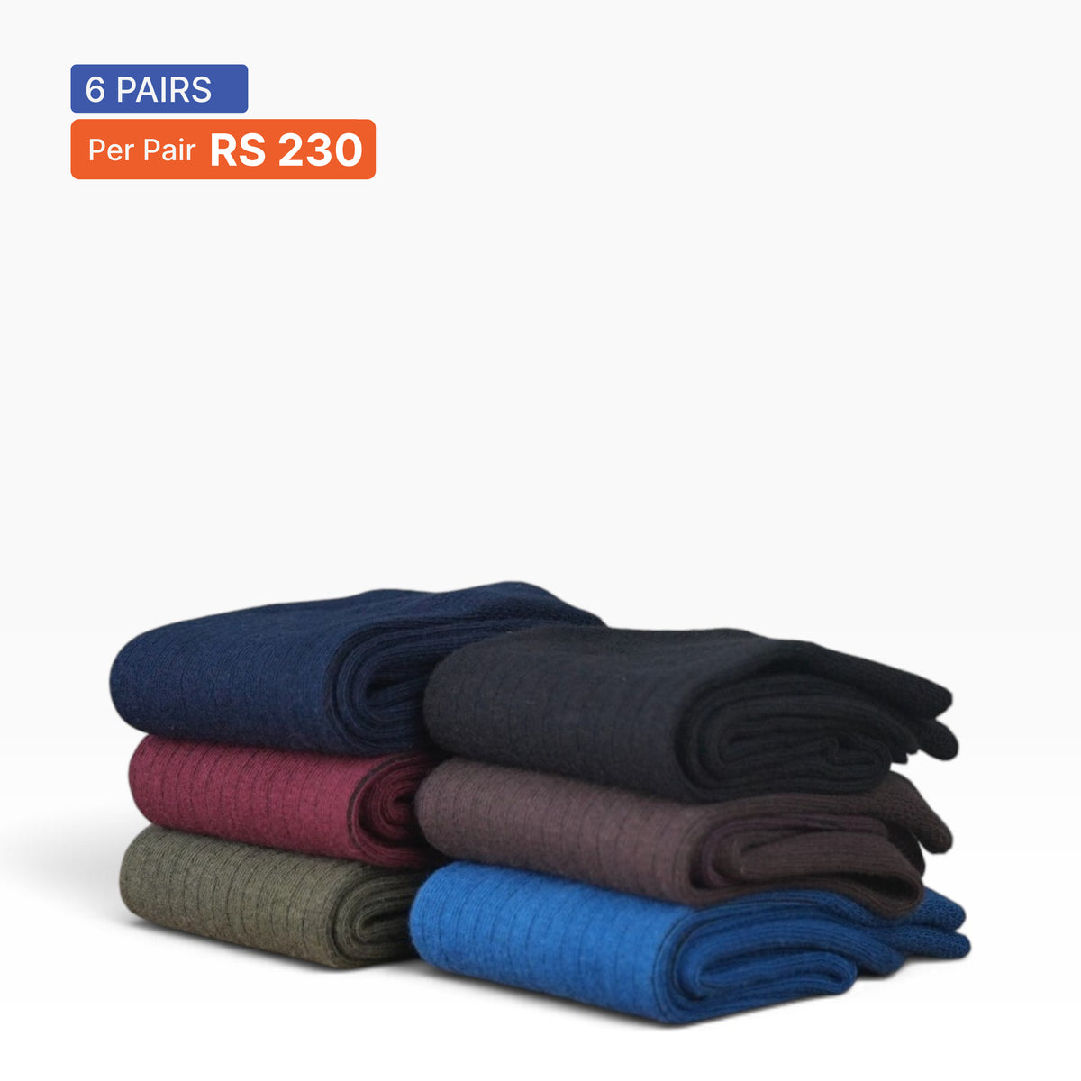 Ribbed Crew Socks (Pack of 6) Multicolor