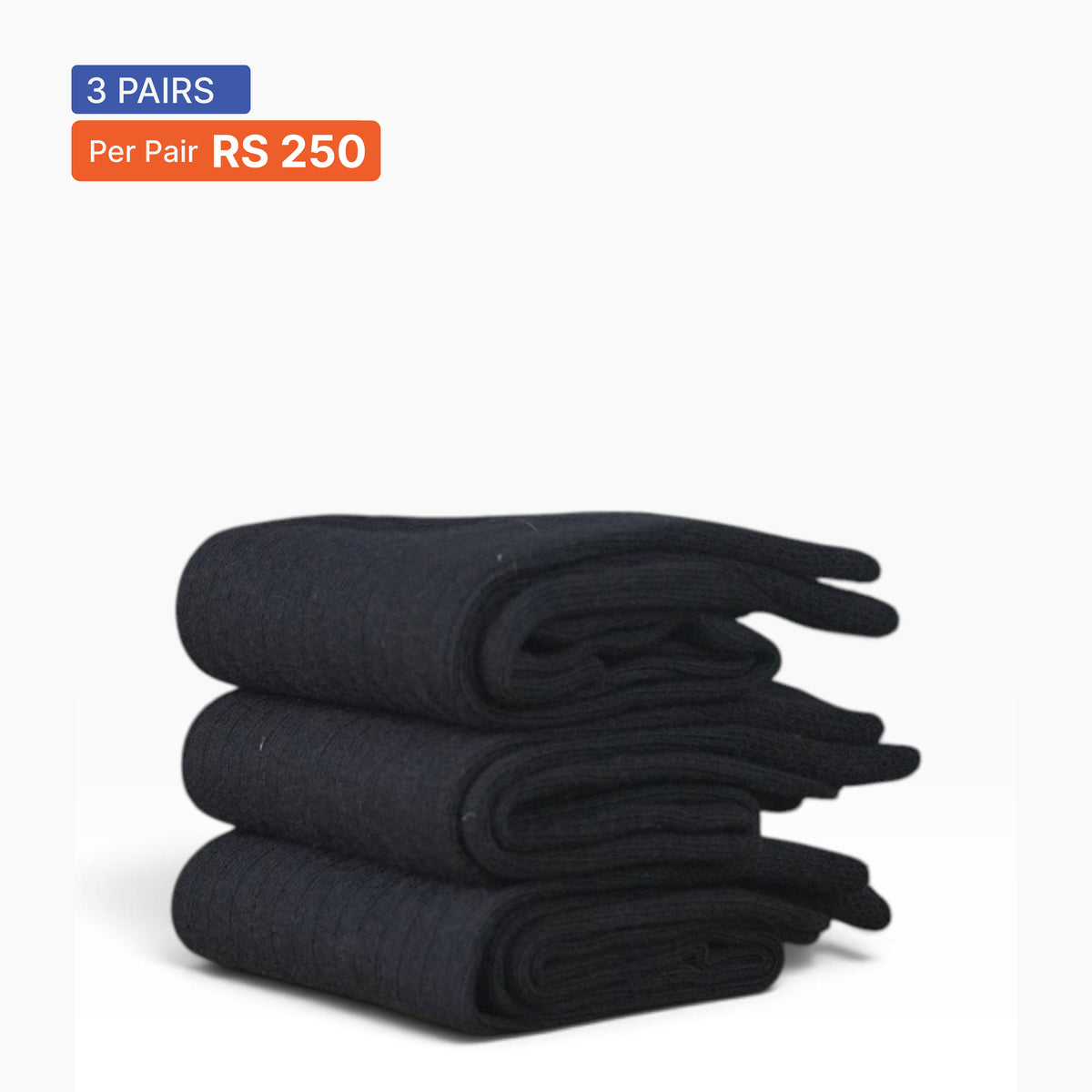 Ribbed Crew Socks (Pack of 3) All Black