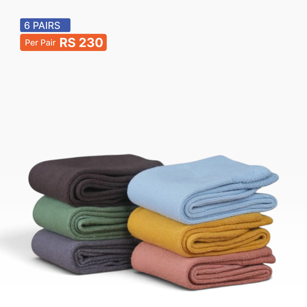 Plain Crew Socks (Pack of 6) Multicolor