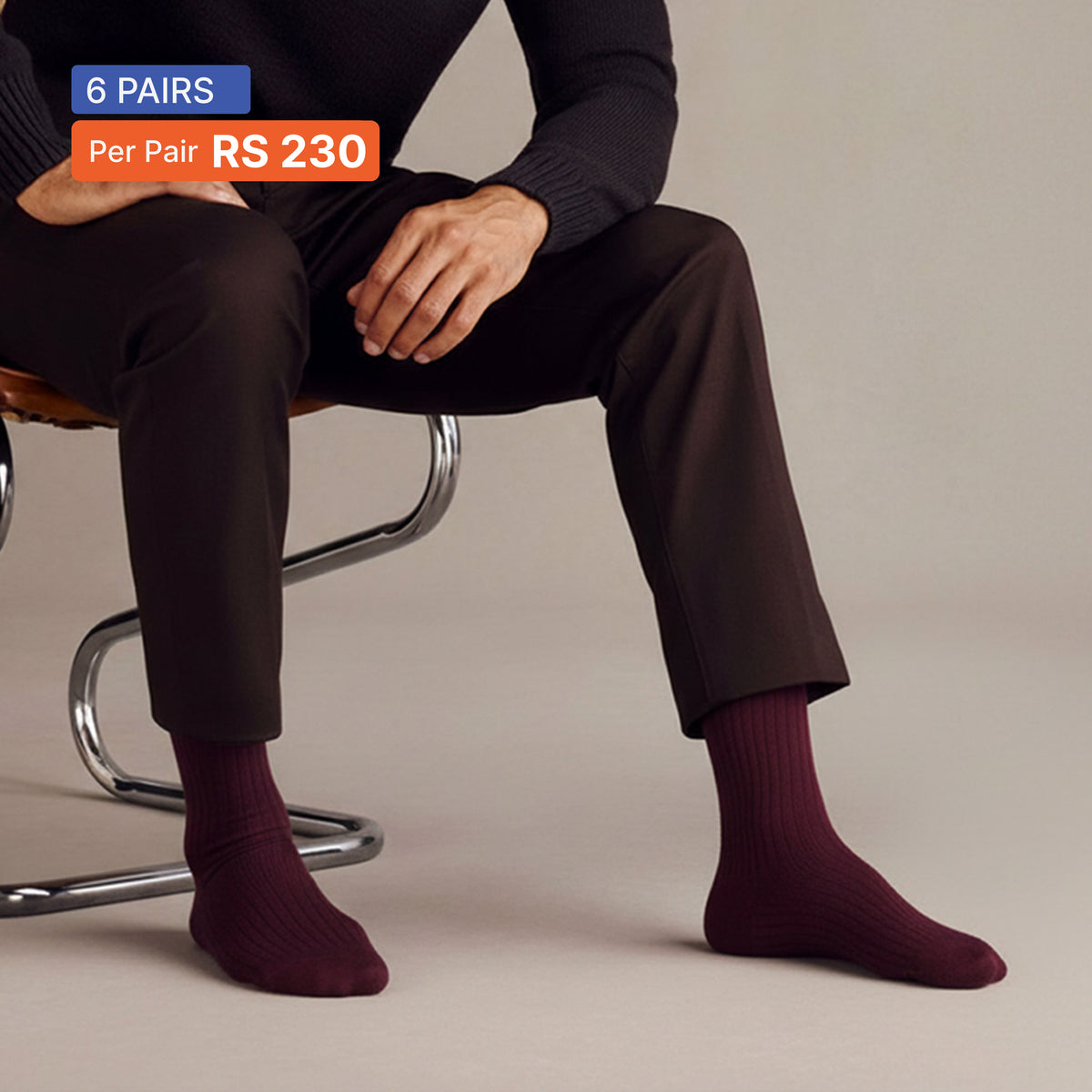 Ribbed Crew Socks (Pack of 6) Multicolor
