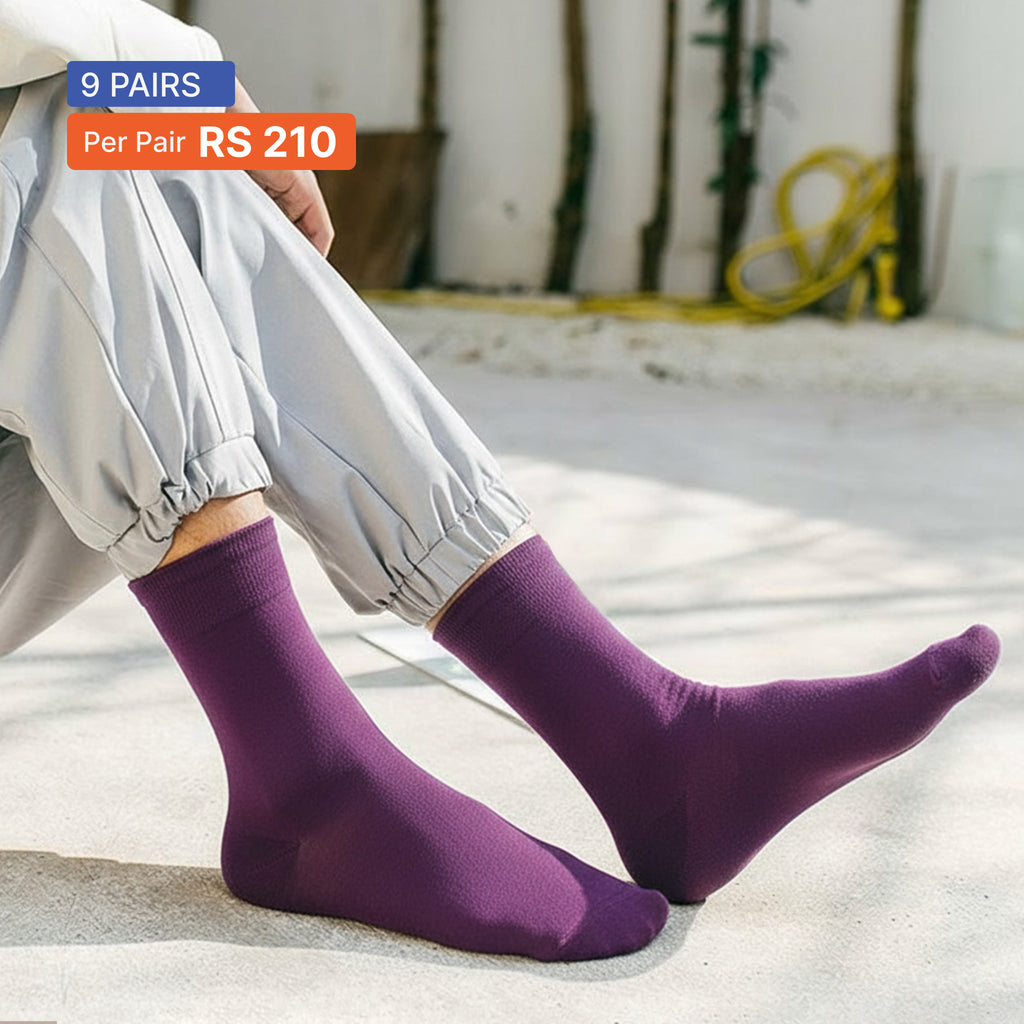 Plain Crew Socks (Pack of 9) Multicolor