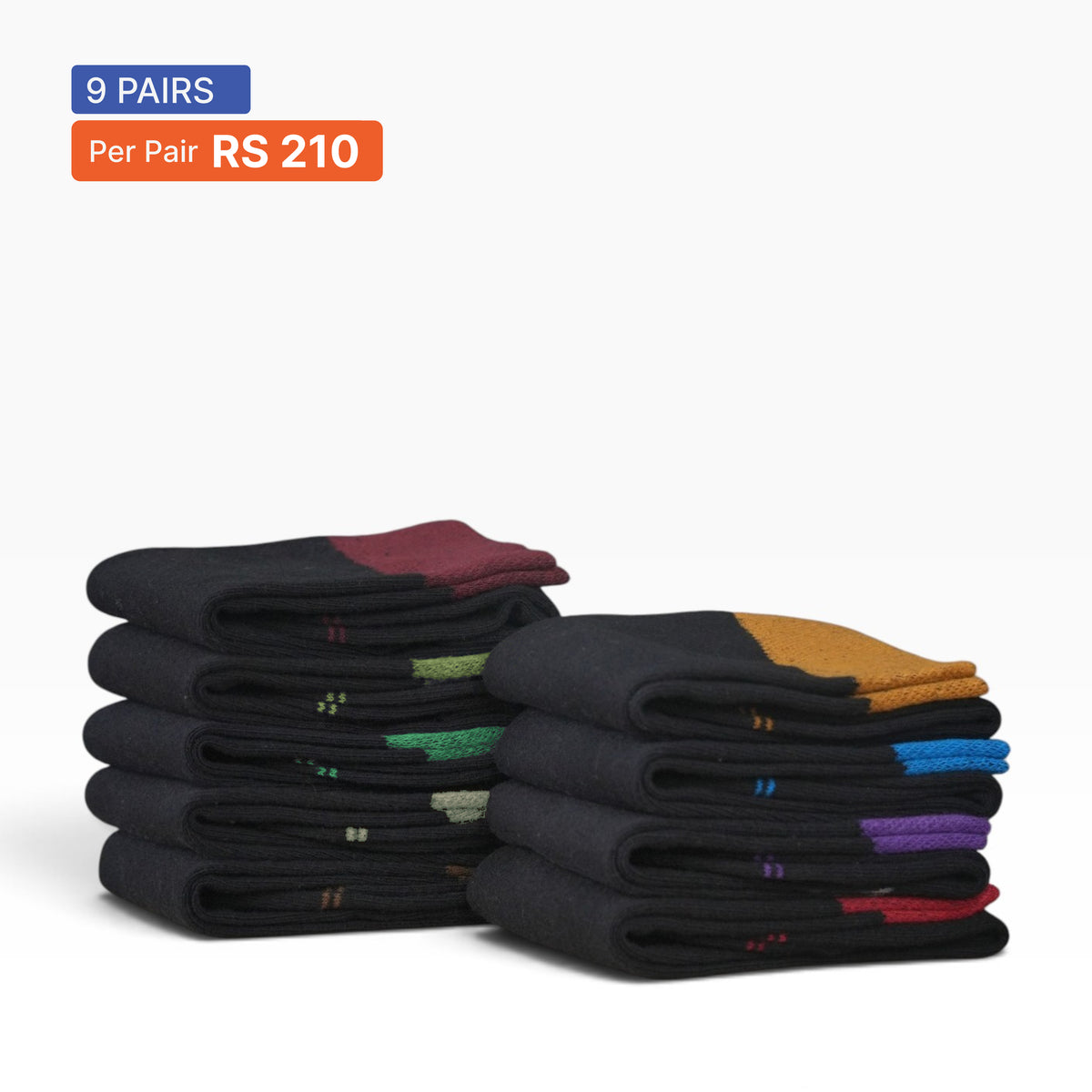Cuff Socks Black (Pack of 9) Multicolor Cuff