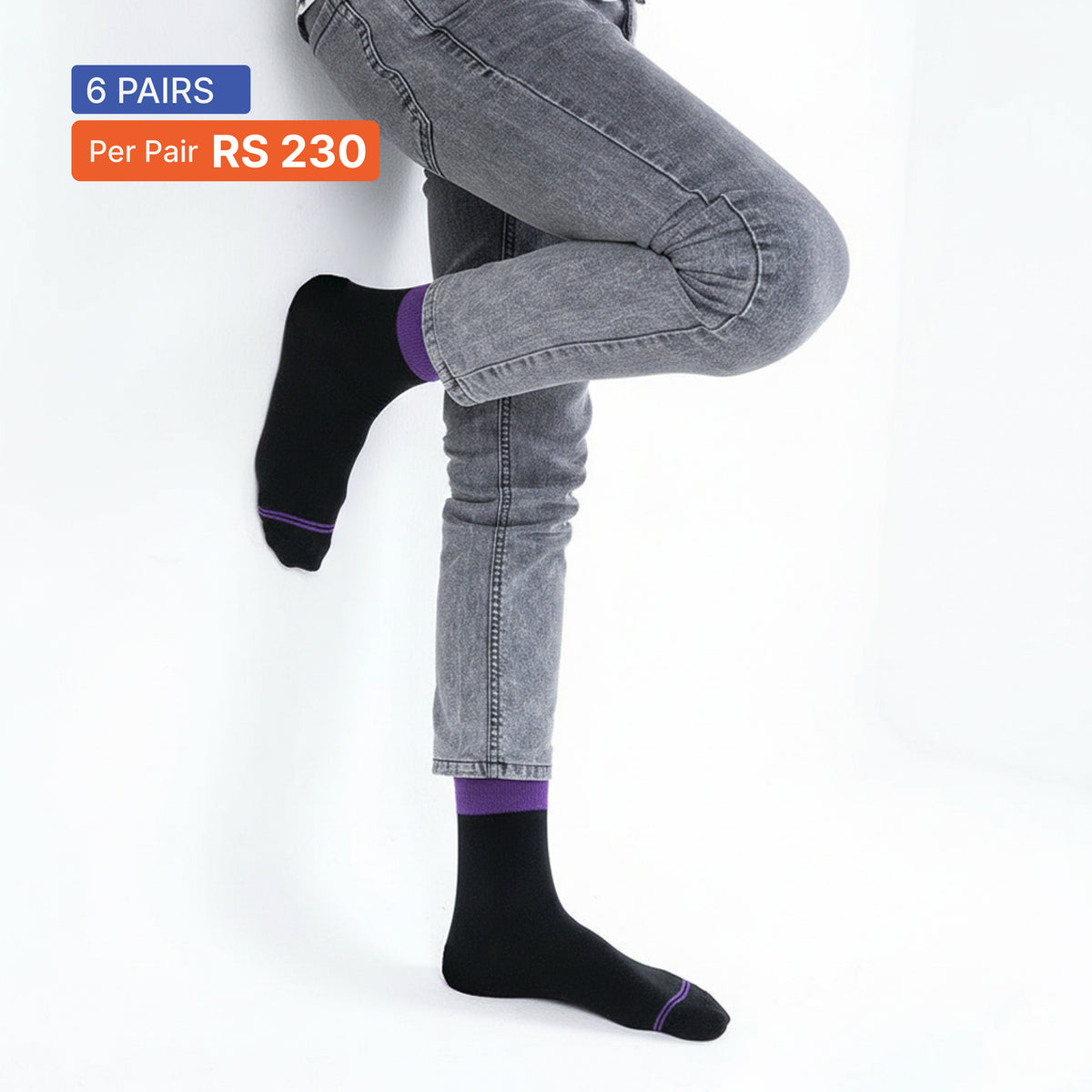 Cuff Socks Black (Pack of 6) Multicolor Cuff