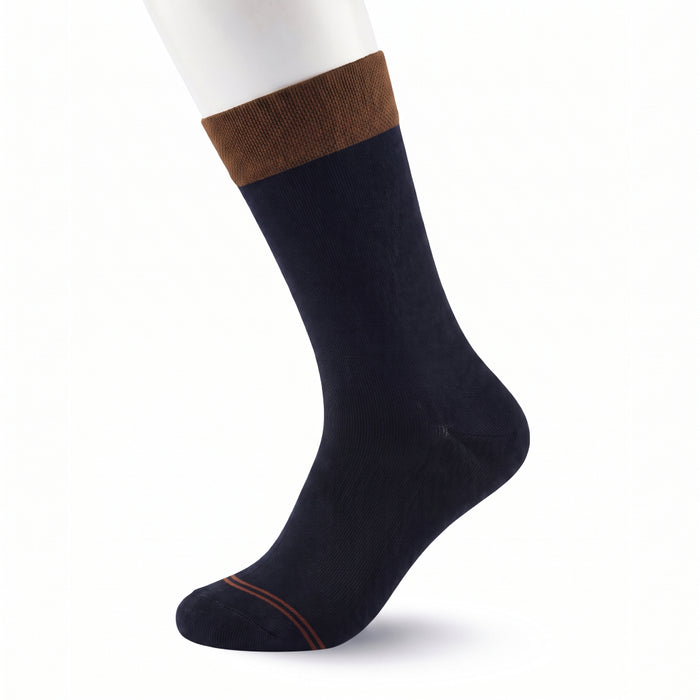 Unisex Black Socks with Brown Cuff