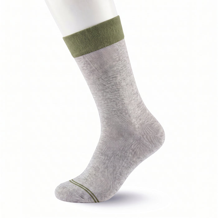 Unisex Light Grey Socks With Sage Green Cuff