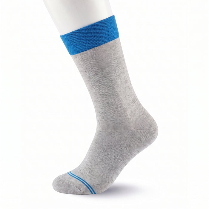 Unisex Light Grey Socks With Blue Aster Cuff