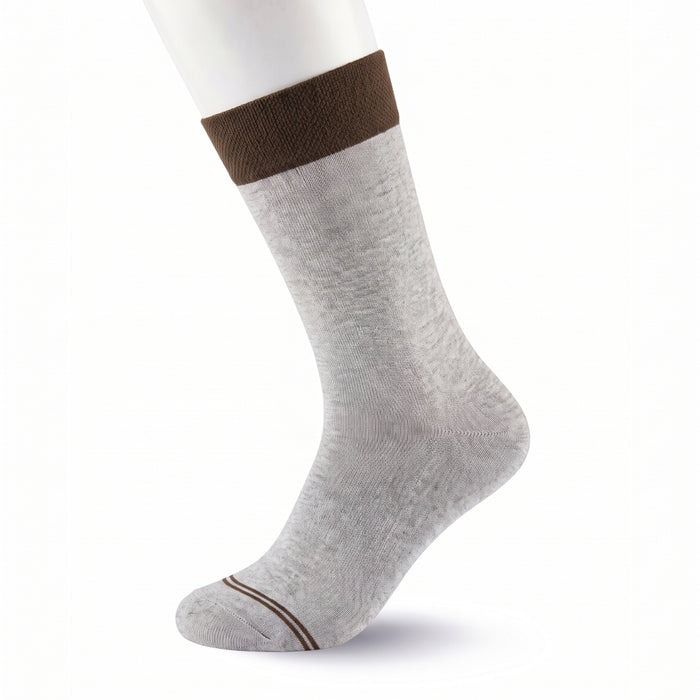 Unisex Light Grey Socks With Brown Cuff