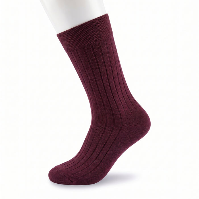 Unisex Maroon Ribbed Dress Socks