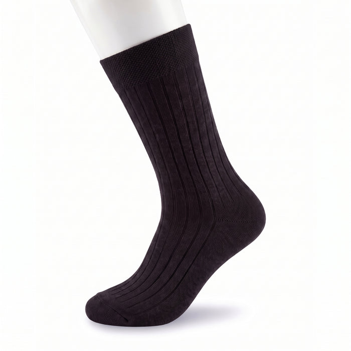 Unisex Brown Ribbed Dress Socks