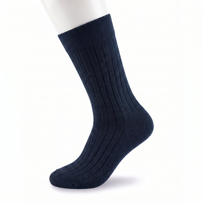 Unisex True Navy Ribbed Dress Socks