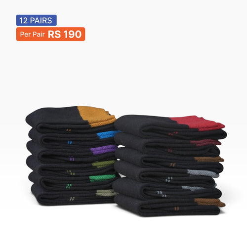 Cuff Socks Black (Pack of 12) Multicolor Cuff