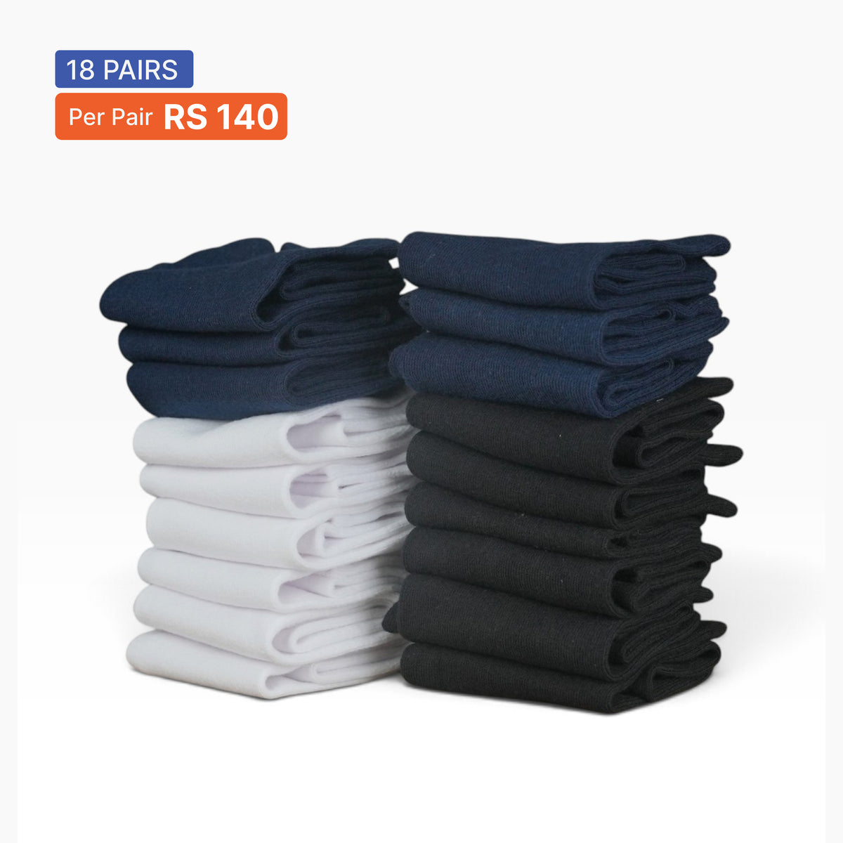 Ankle Socks (Pack of 18) Black,White & Navy