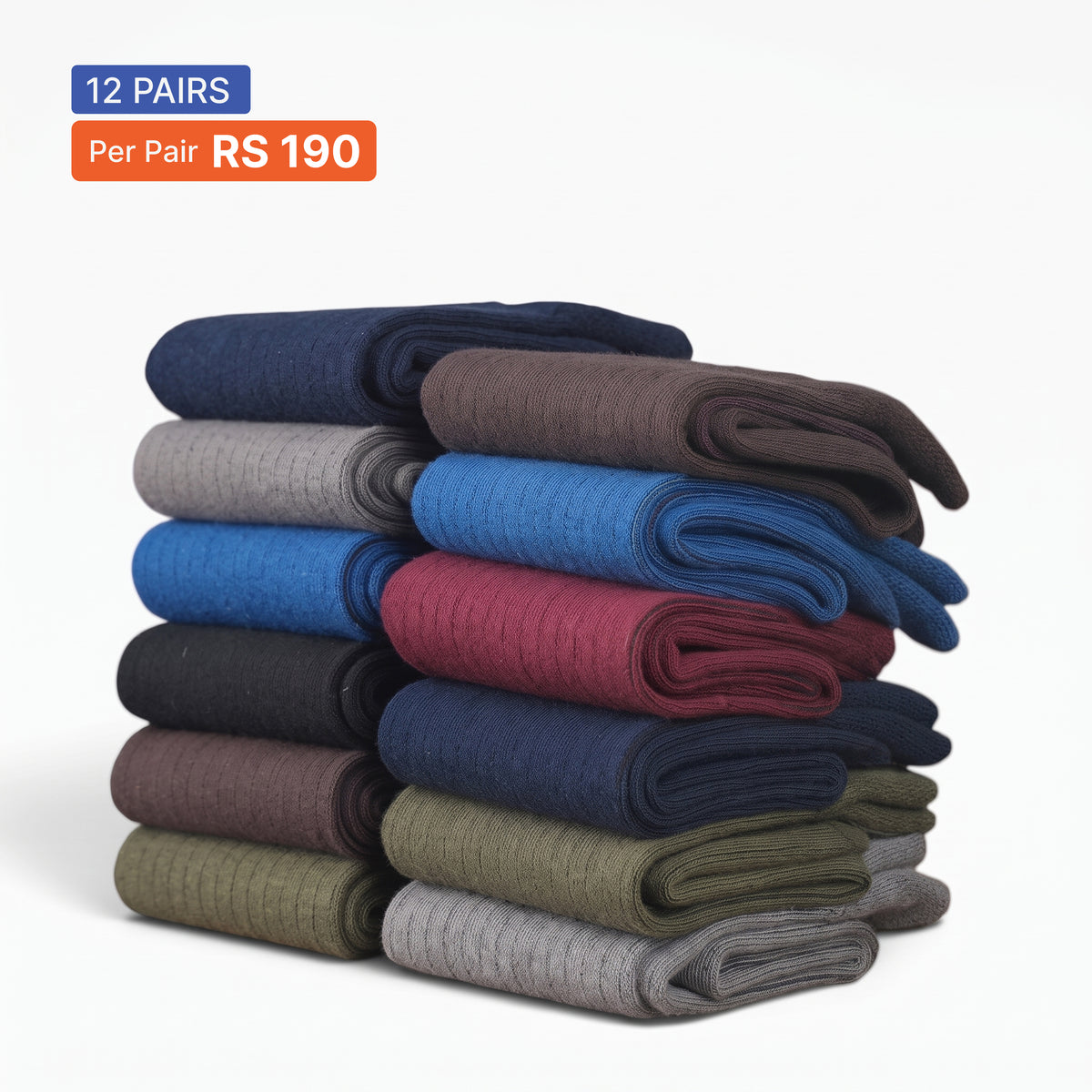 Ribbed Crew Socks (Pack of 12) Multicolor
