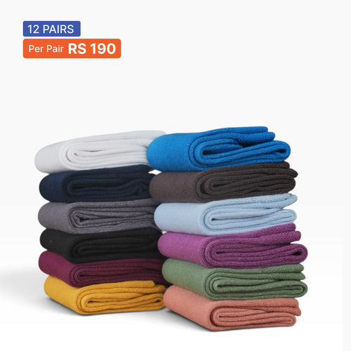 Plain Crew Socks (Pack of 12) Multicolor